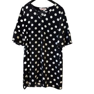 Buenos Ninos Mini Dress Polka Dot Bell Sleeve V Neck Pullover - M